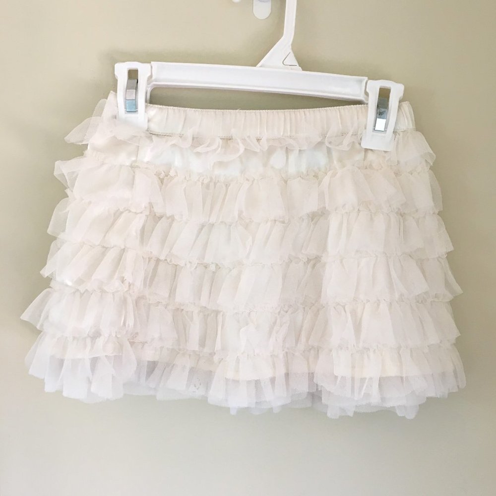 Baby Gap Ballet Tiered Ruffle Skirt, Pearl White, Size 2